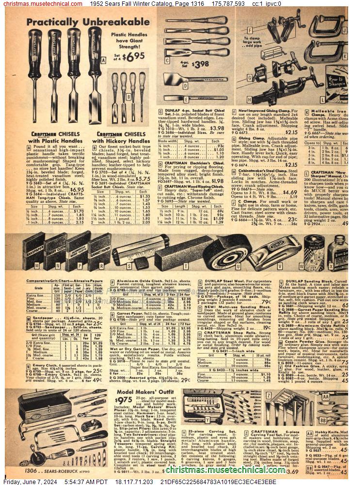 1952 Sears Fall Winter Catalog, Page 1316