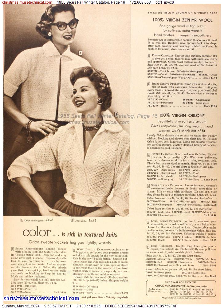 1955 Sears Fall Winter Catalog, Page 16