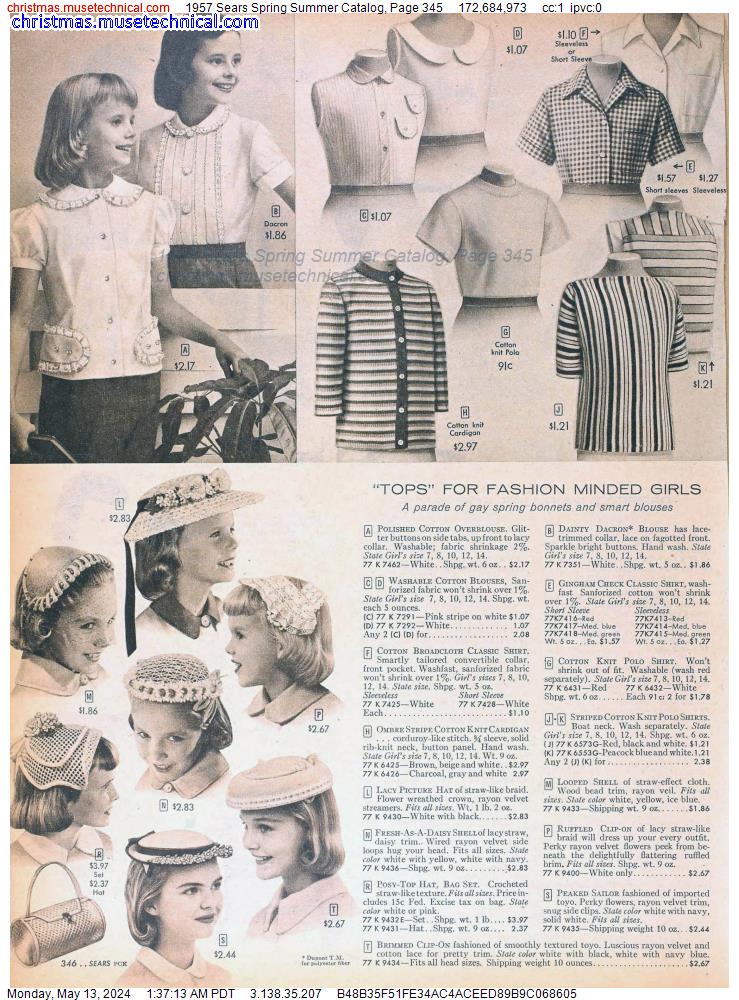 1957 Sears Spring Summer Catalog, Page 345