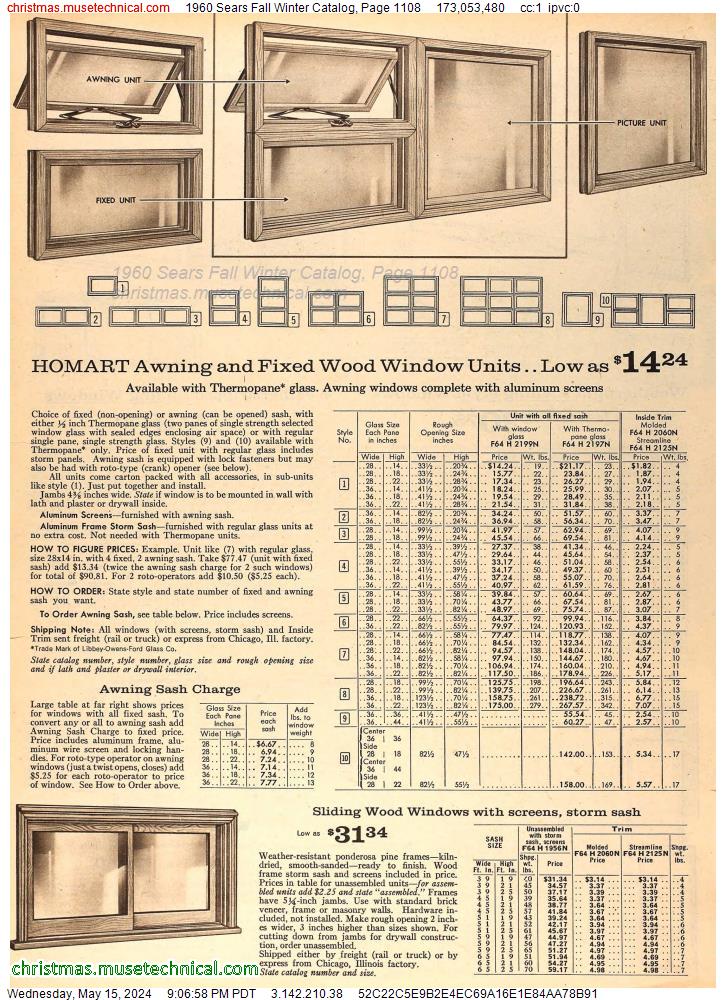 1960 Sears Fall Winter Catalog, Page 1108