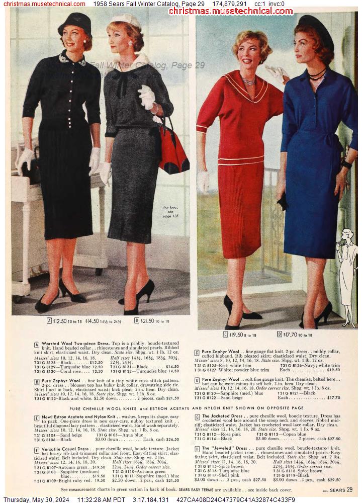 1958 Sears Fall Winter Catalog, Page 29