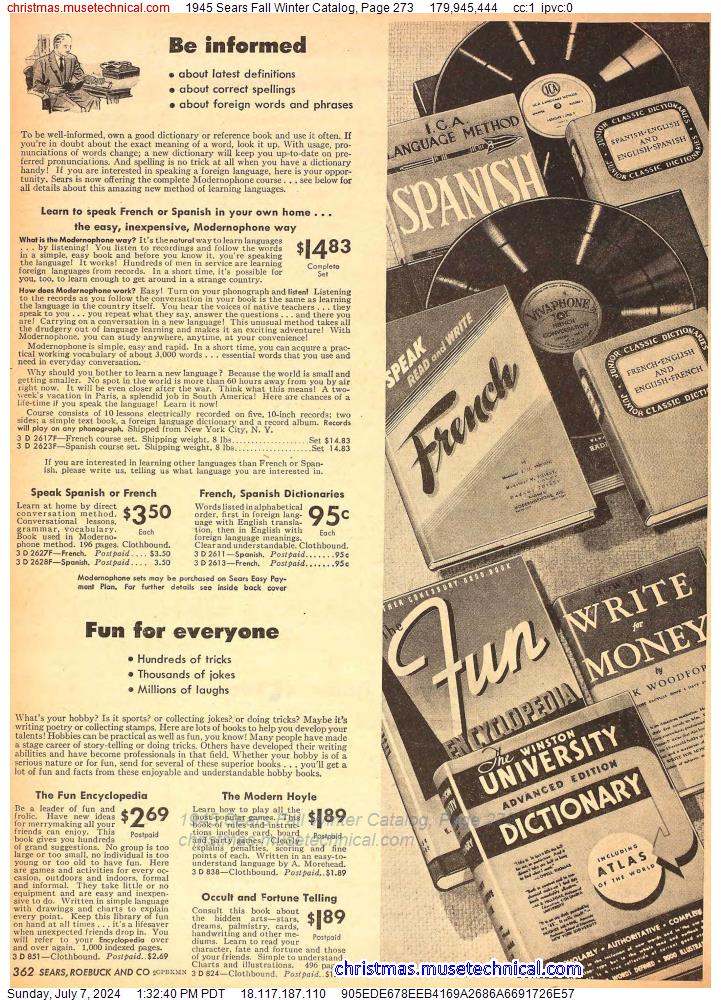 1945 Sears Fall Winter Catalog, Page 273