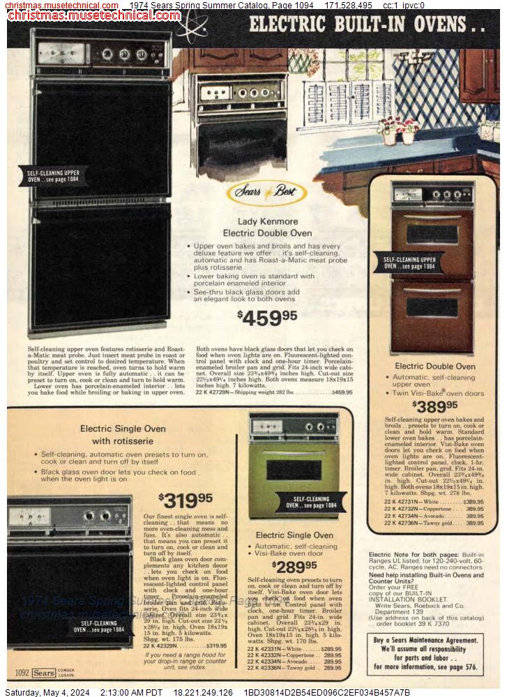 1974 Sears Spring Summer Catalog, Page 1094
