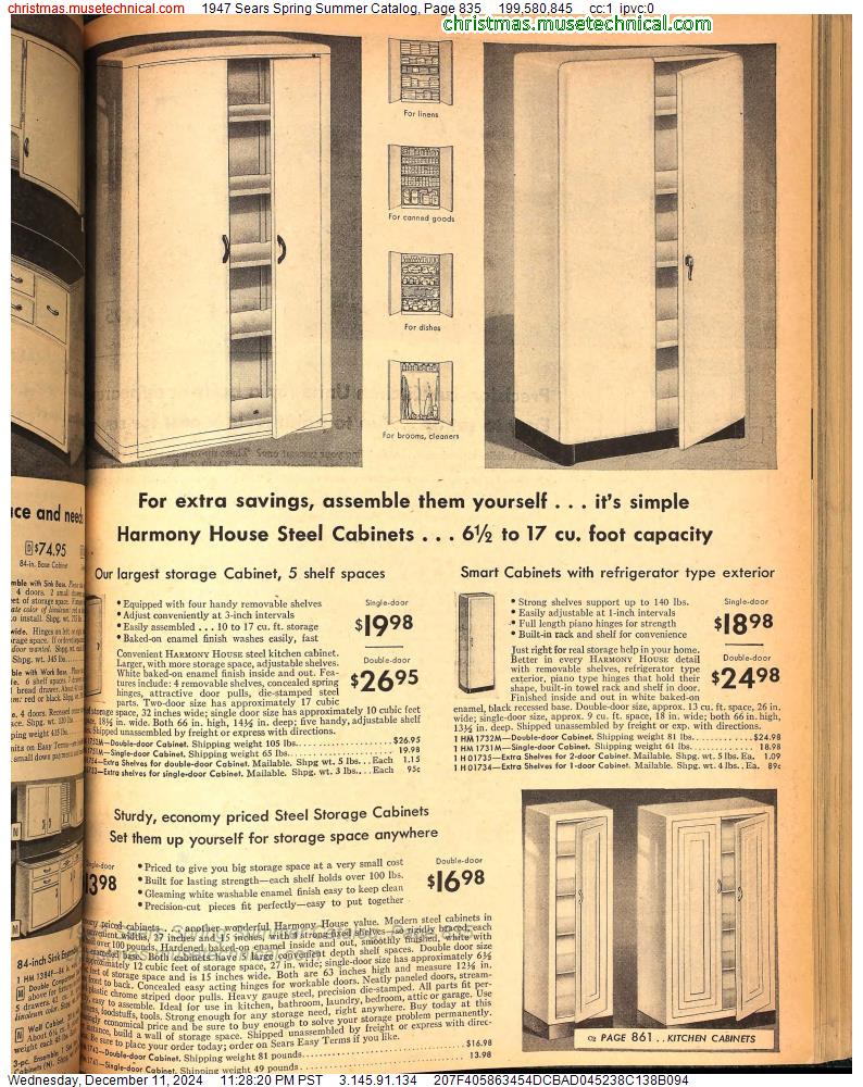 1947 Sears Spring Summer Catalog, Page 835