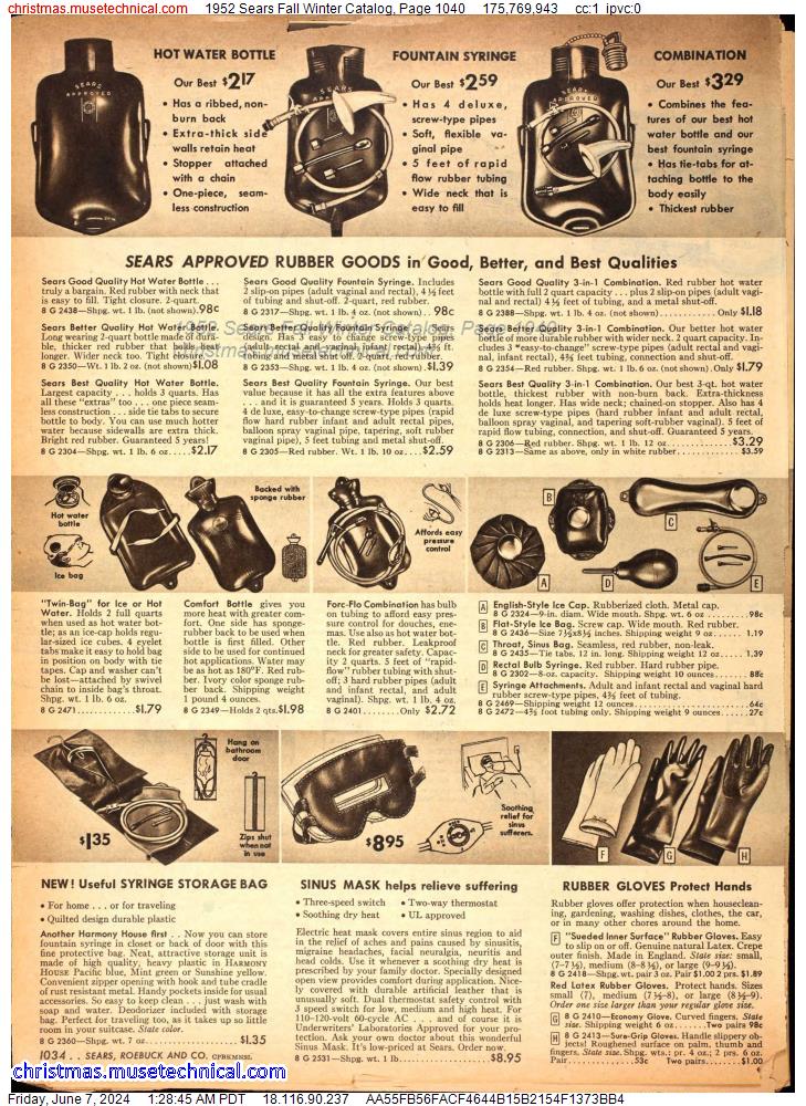 1952 Sears Fall Winter Catalog, Page 1040