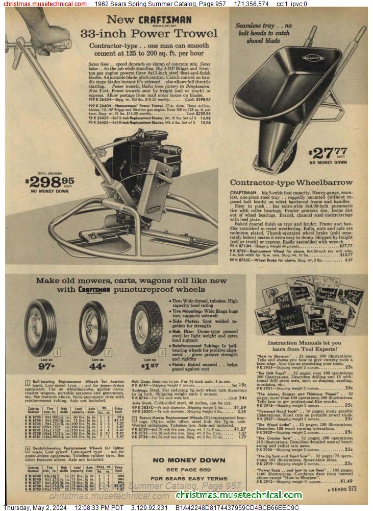 1962 Sears Spring Summer Catalog, Page 957