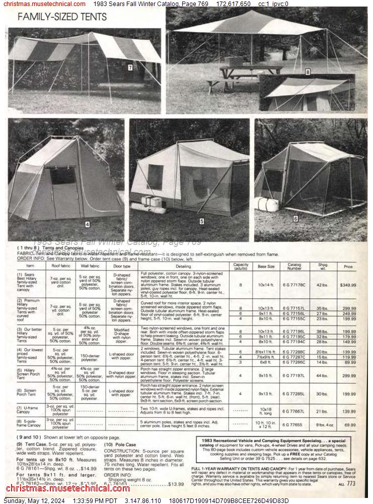 1983 Sears Fall Winter Catalog, Page 769