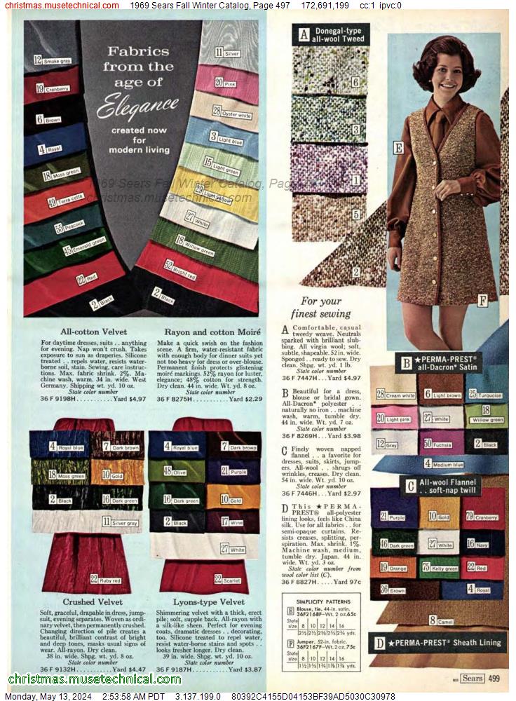 1969 Sears Fall Winter Catalog, Page 497