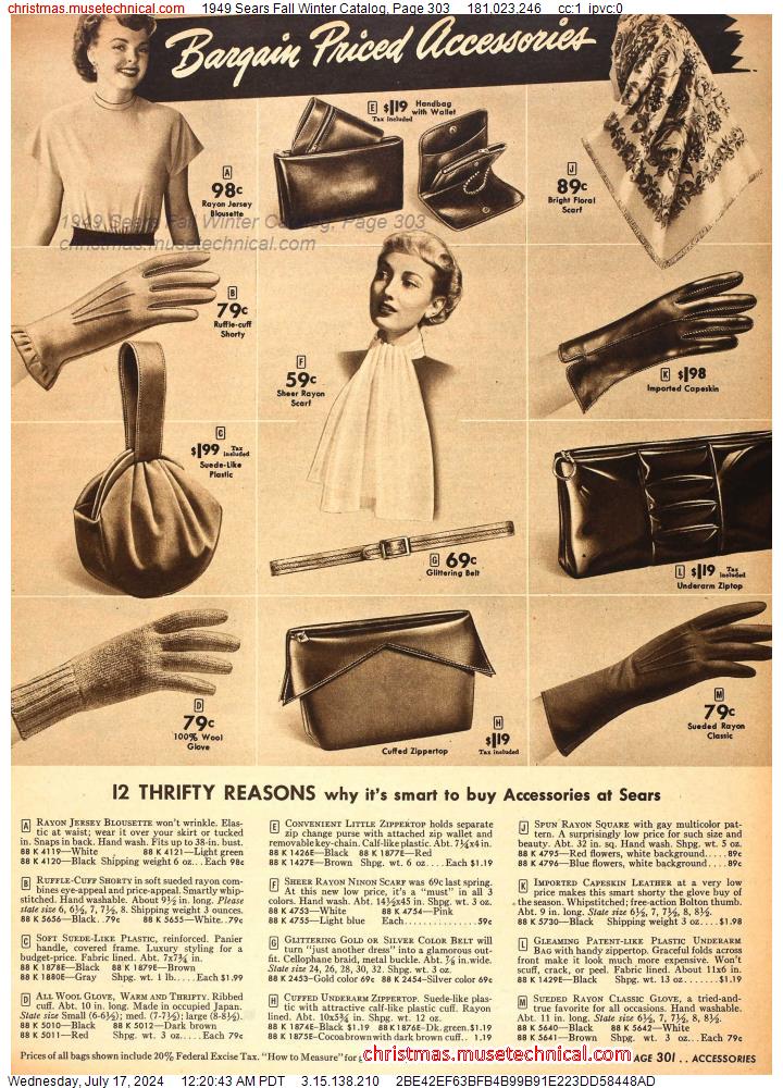 1949 Sears Fall Winter Catalog, Page 303