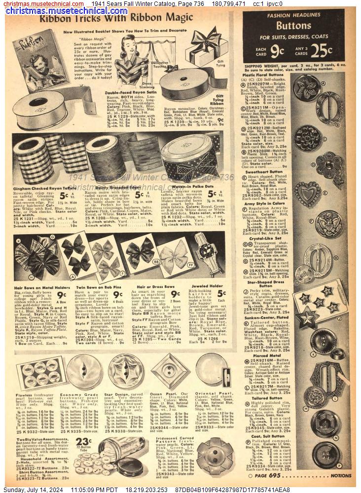 1941 Sears Fall Winter Catalog, Page 736
