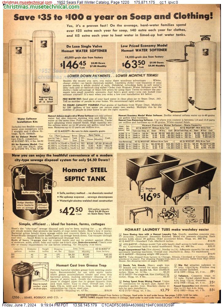 1952 Sears Fall Winter Catalog, Page 1220