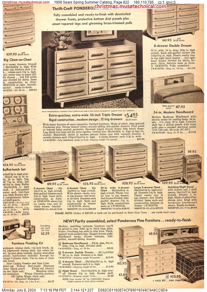 1956 Sears Spring Summer Catalog, Page 822