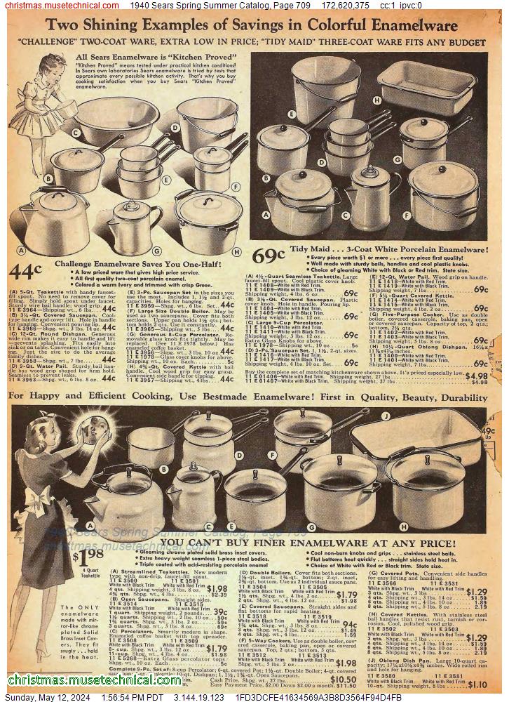 1940 Sears Spring Summer Catalog, Page 709