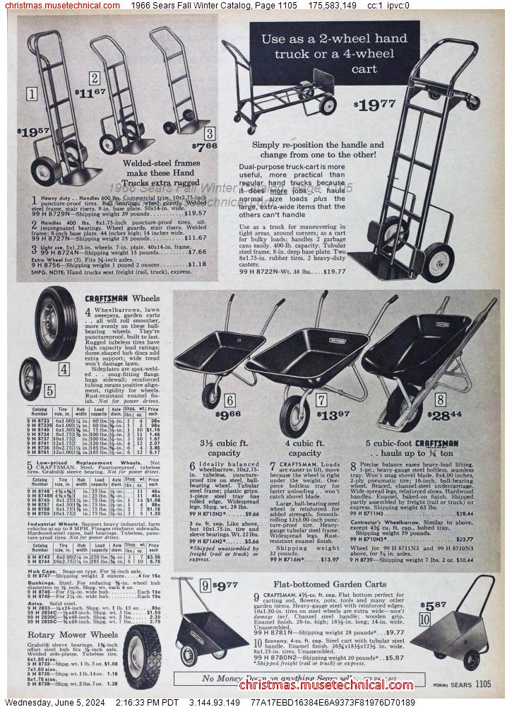 1966 Sears Fall Winter Catalog, Page 1105