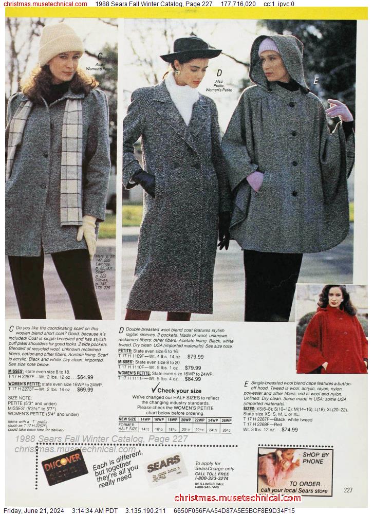 1988 Sears Fall Winter Catalog, Page 227
