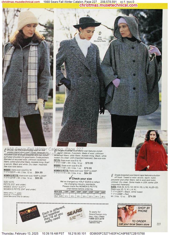 1988 Sears Fall Winter Catalog, Page 227