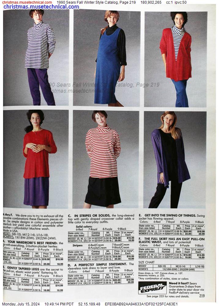 1990 Sears Fall Winter Style Catalog, Page 219