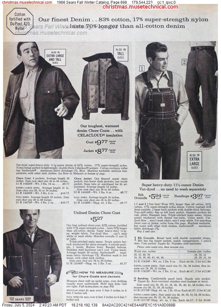1966 Sears Fall Winter Catalog, Page 698