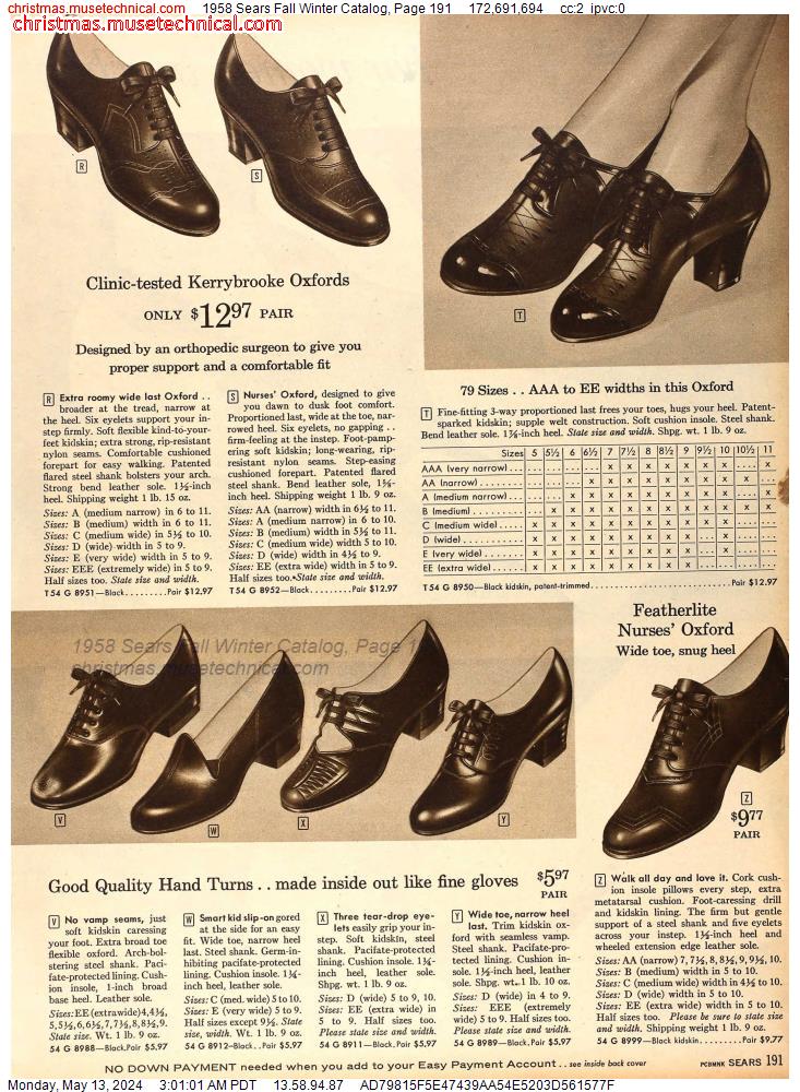 1958 Sears Fall Winter Catalog, Page 191