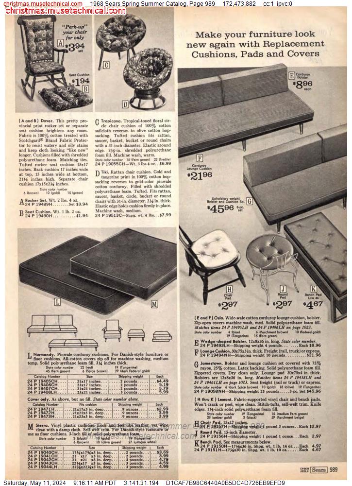 1968 Sears Spring Summer Catalog, Page 989