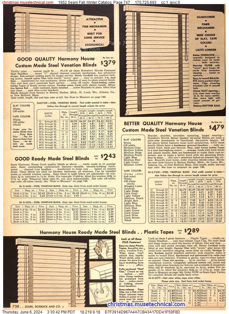 1952 Sears Fall Winter Catalog, Page 747