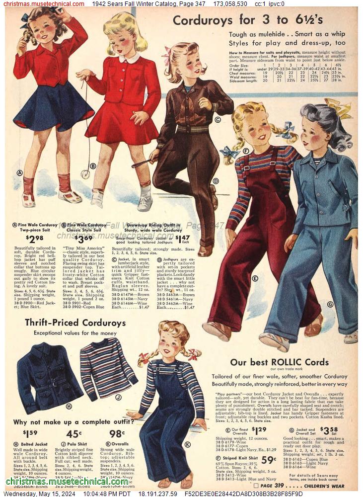 1942 Sears Fall Winter Catalog, Page 347