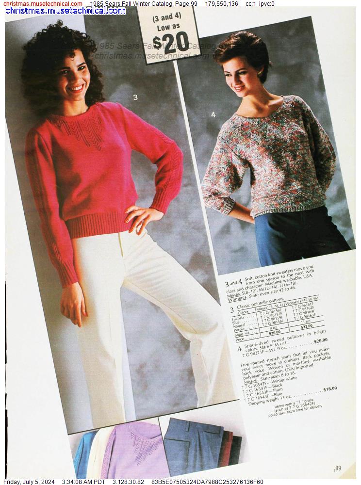 1985 Sears Fall Winter Catalog, Page 99