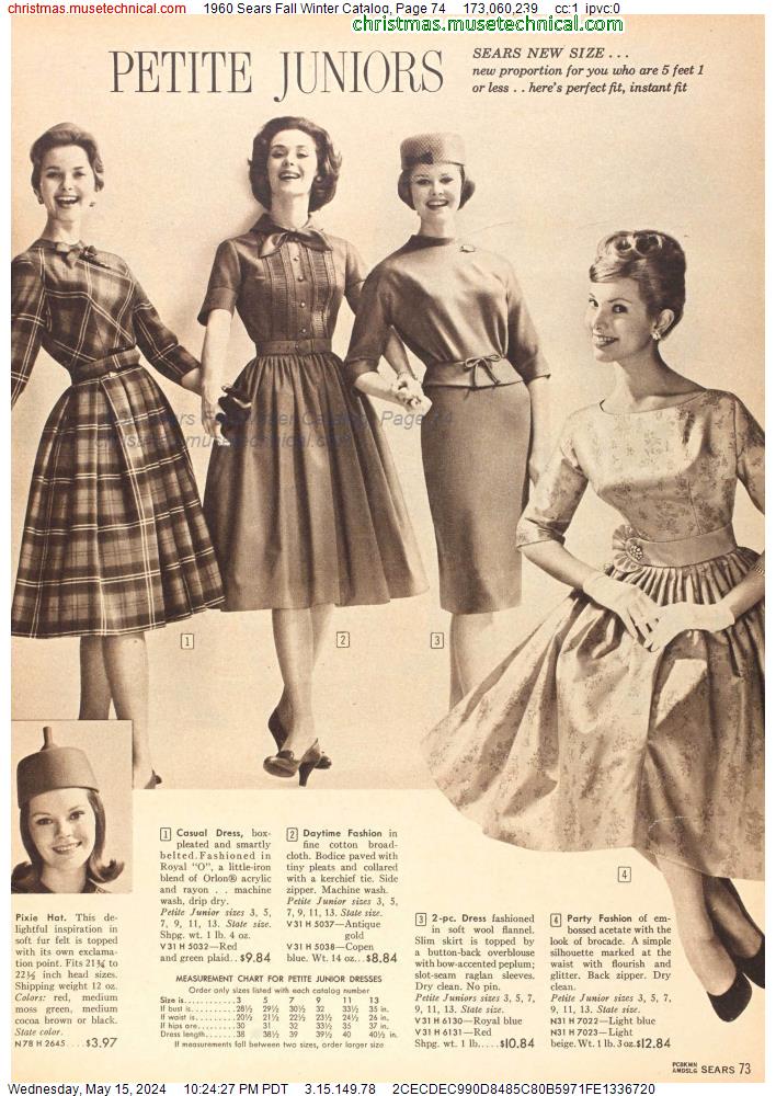 1960 Sears Fall Winter Catalog, Page 74
