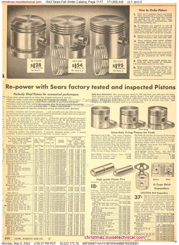 1943 Sears Fall Winter Catalog, Page 1117