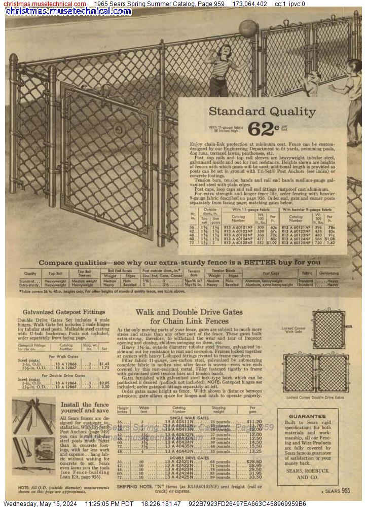 1965 Sears Spring Summer Catalog, Page 959