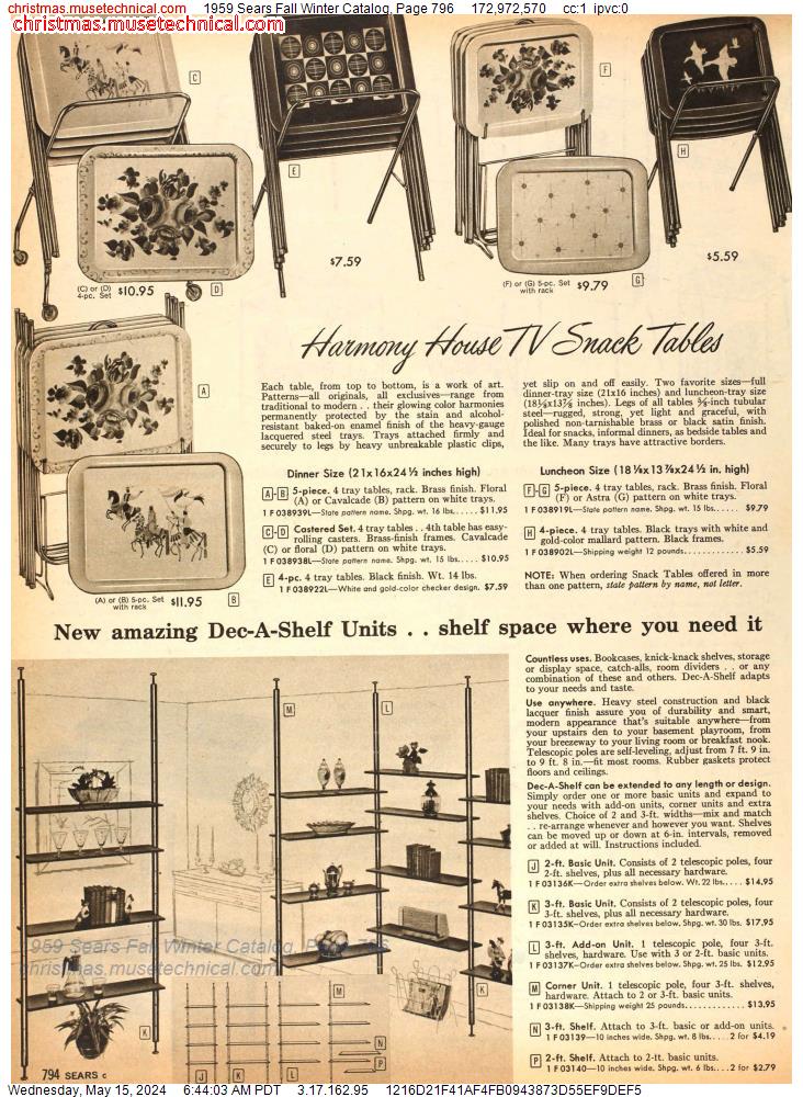 1959 Sears Fall Winter Catalog, Page 796