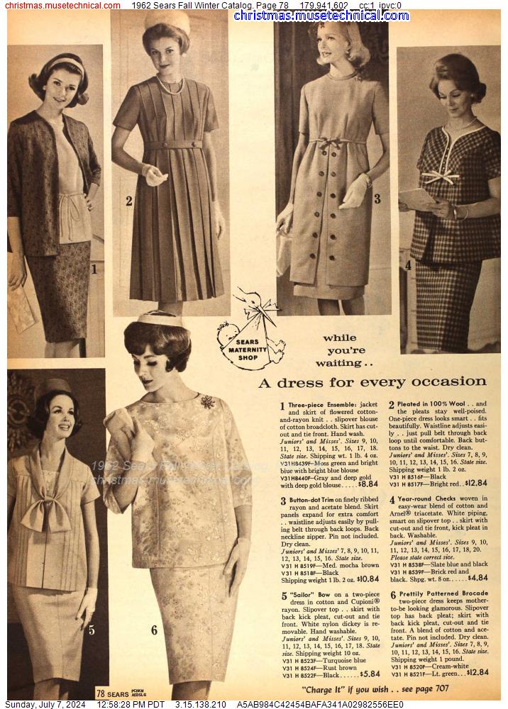 1962 Sears Fall Winter Catalog, Page 78