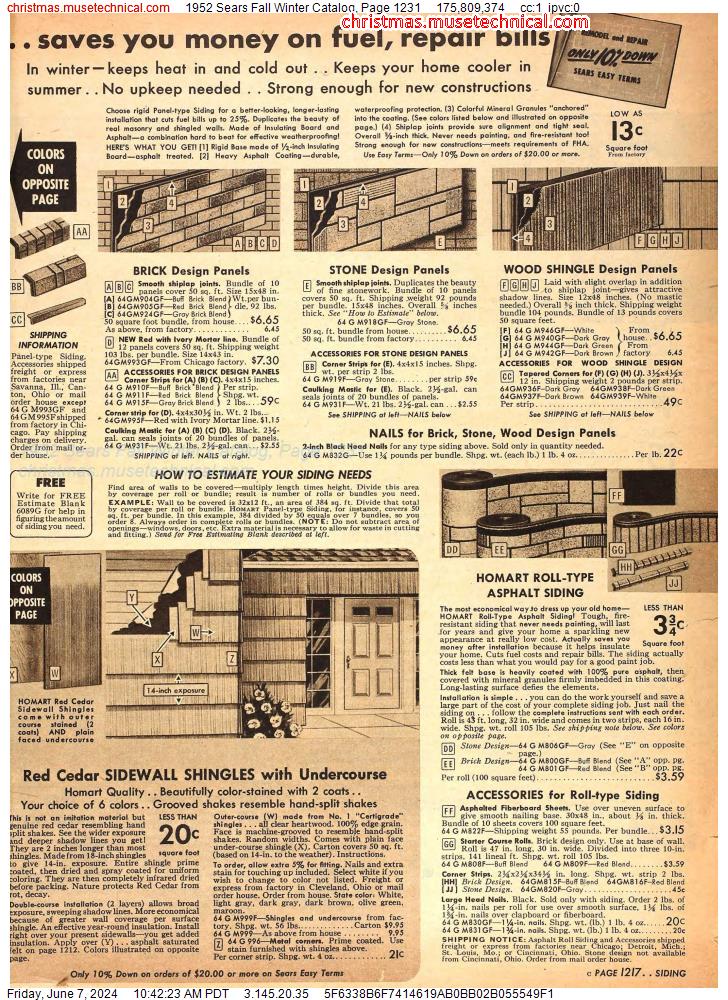 1952 Sears Fall Winter Catalog, Page 1231