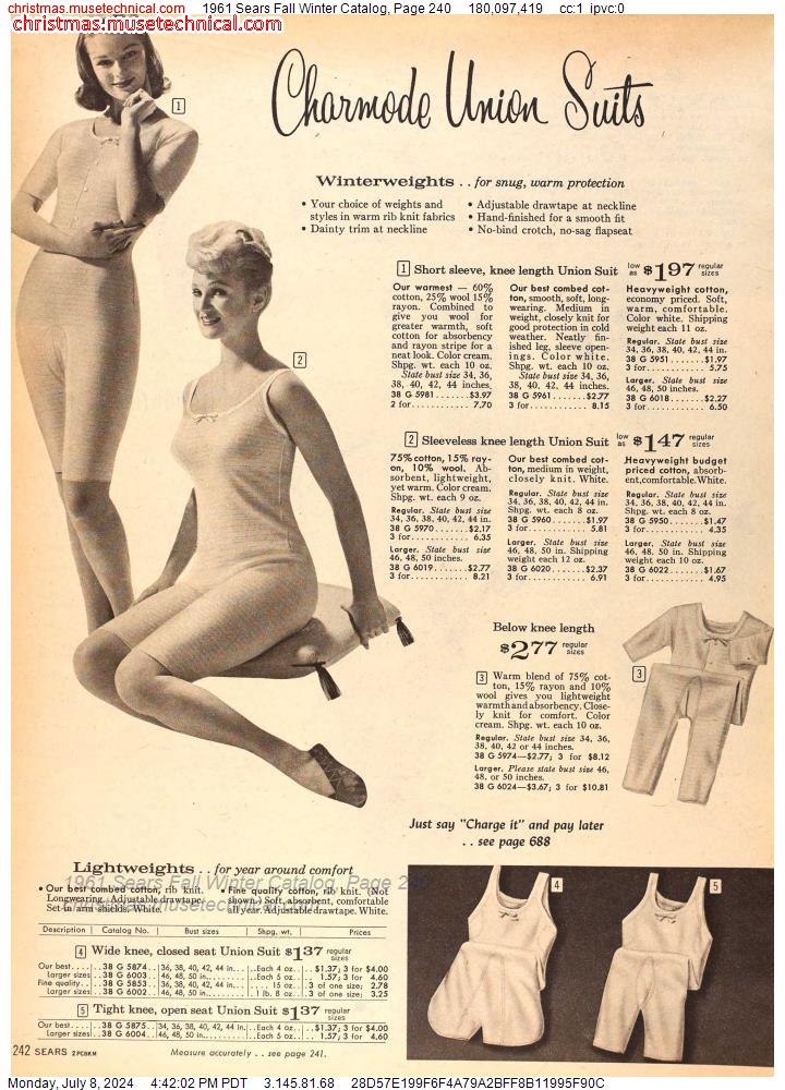 1961 Sears Fall Winter Catalog, Page 240