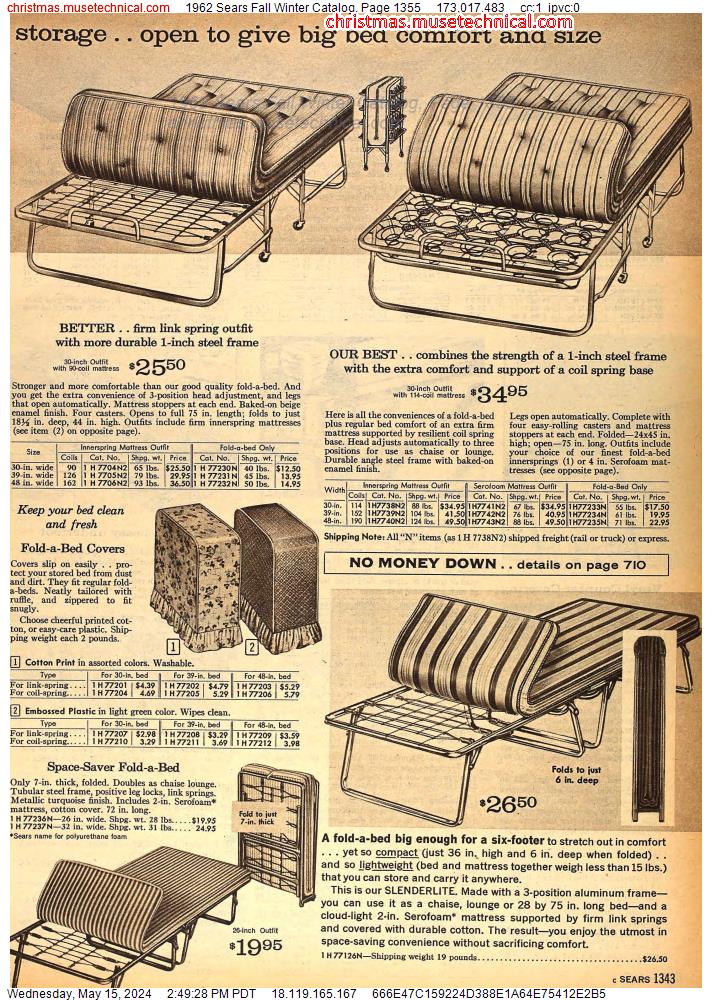 1962 Sears Fall Winter Catalog, Page 1355