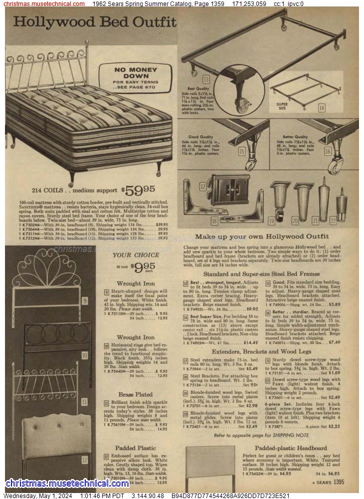 1962 Sears Spring Summer Catalog, Page 1359
