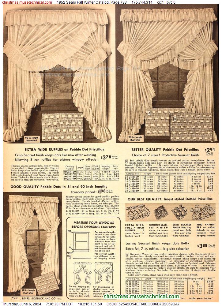 1952 Sears Fall Winter Catalog, Page 733