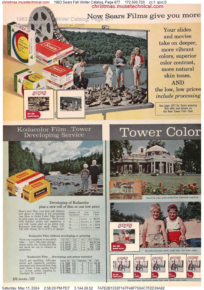 1963 Sears Fall Winter Catalog, Page 877