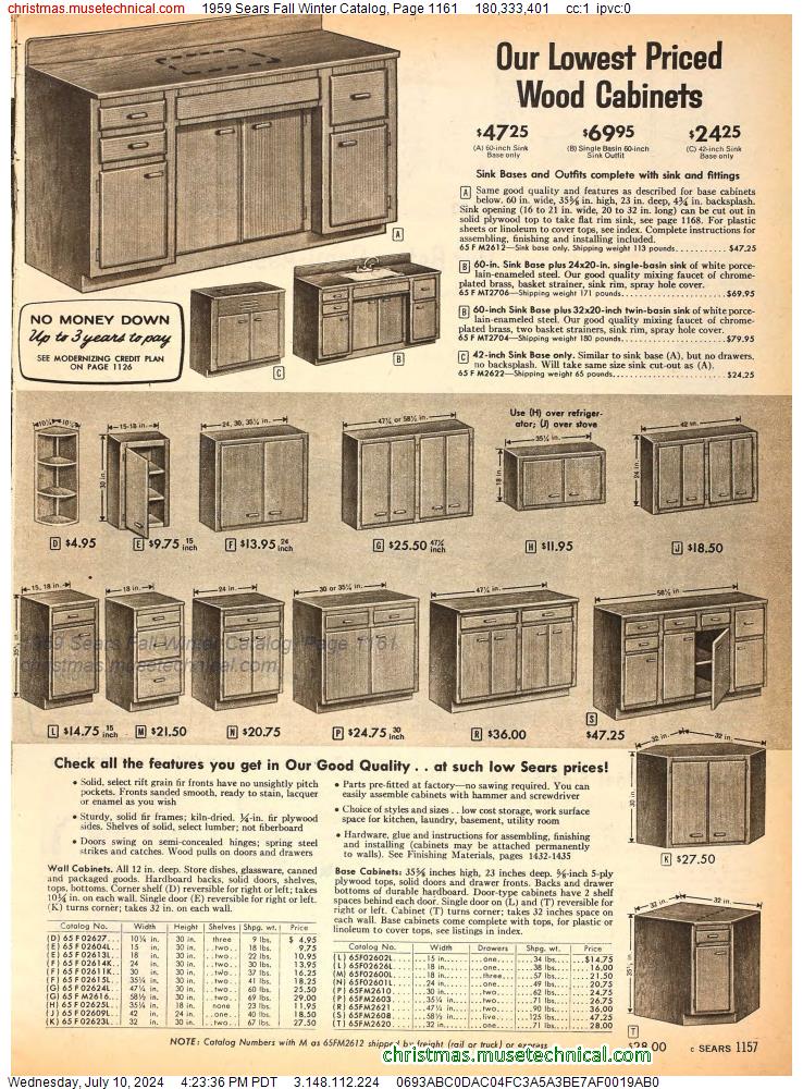 1959 Sears Fall Winter Catalog, Page 1161