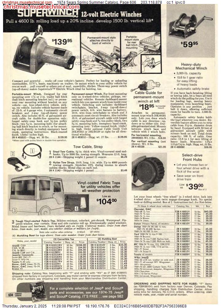 1974 Sears Spring Summer Catalog, Page 606