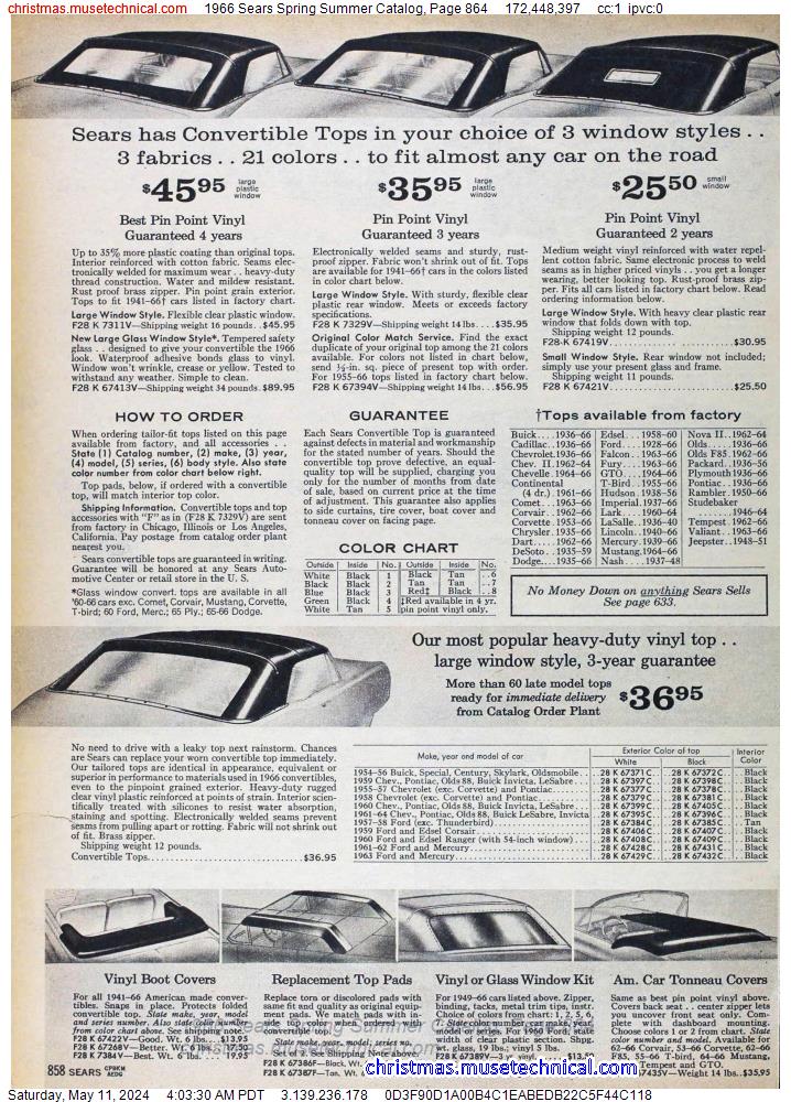 1966 Sears Spring Summer Catalog, Page 864