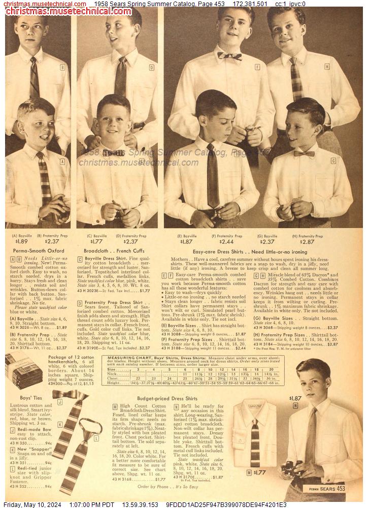1958 Sears Spring Summer Catalog, Page 453