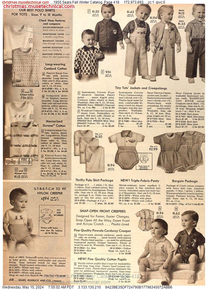 1955 Sears Fall Winter Catalog, Page 418