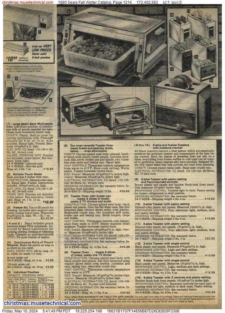 1980 Sears Fall Winter Catalog, Page 1214