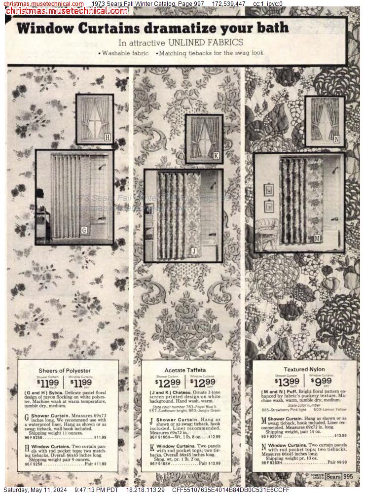 1973 Sears Fall Winter Catalog, Page 997