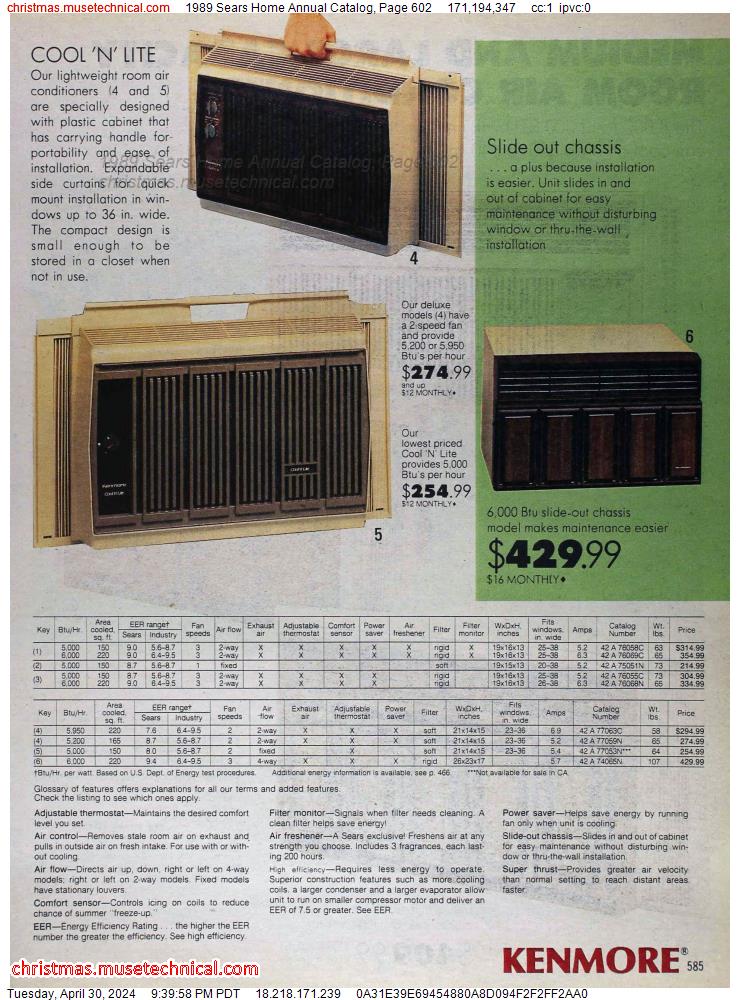 1989 Sears Home Annual Catalog, Page 602