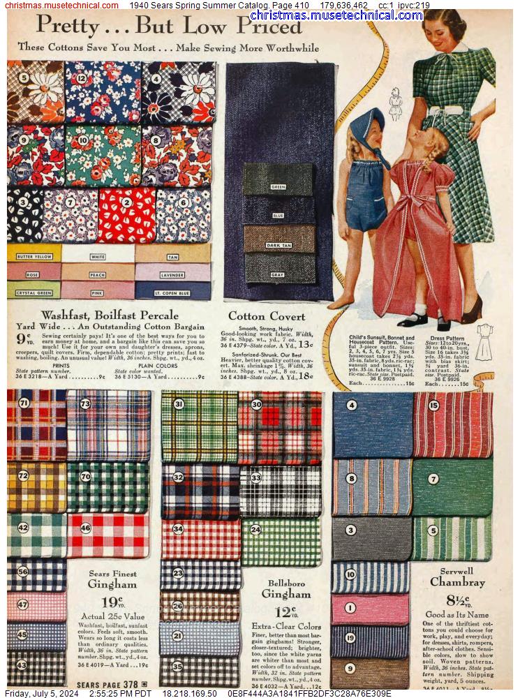 1940 Sears Spring Summer Catalog, Page 410