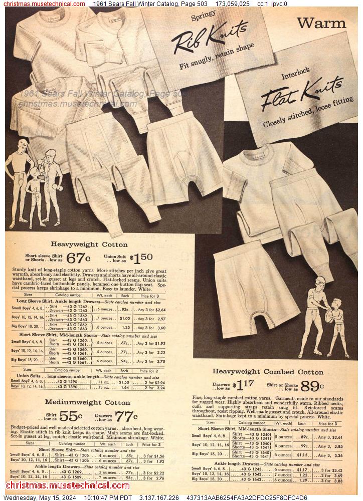 1961 Sears Fall Winter Catalog, Page 503