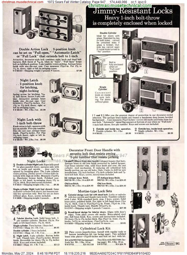 1972 Sears Fall Winter Catalog, Page 947