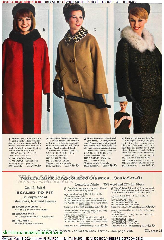 1963 Sears Fall Winter Catalog, Page 31